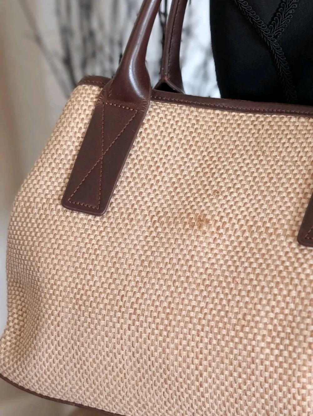 Adolfo Dominguez Stylish, High Quality Brown‎ Woven & Leather Handbag/Purse
